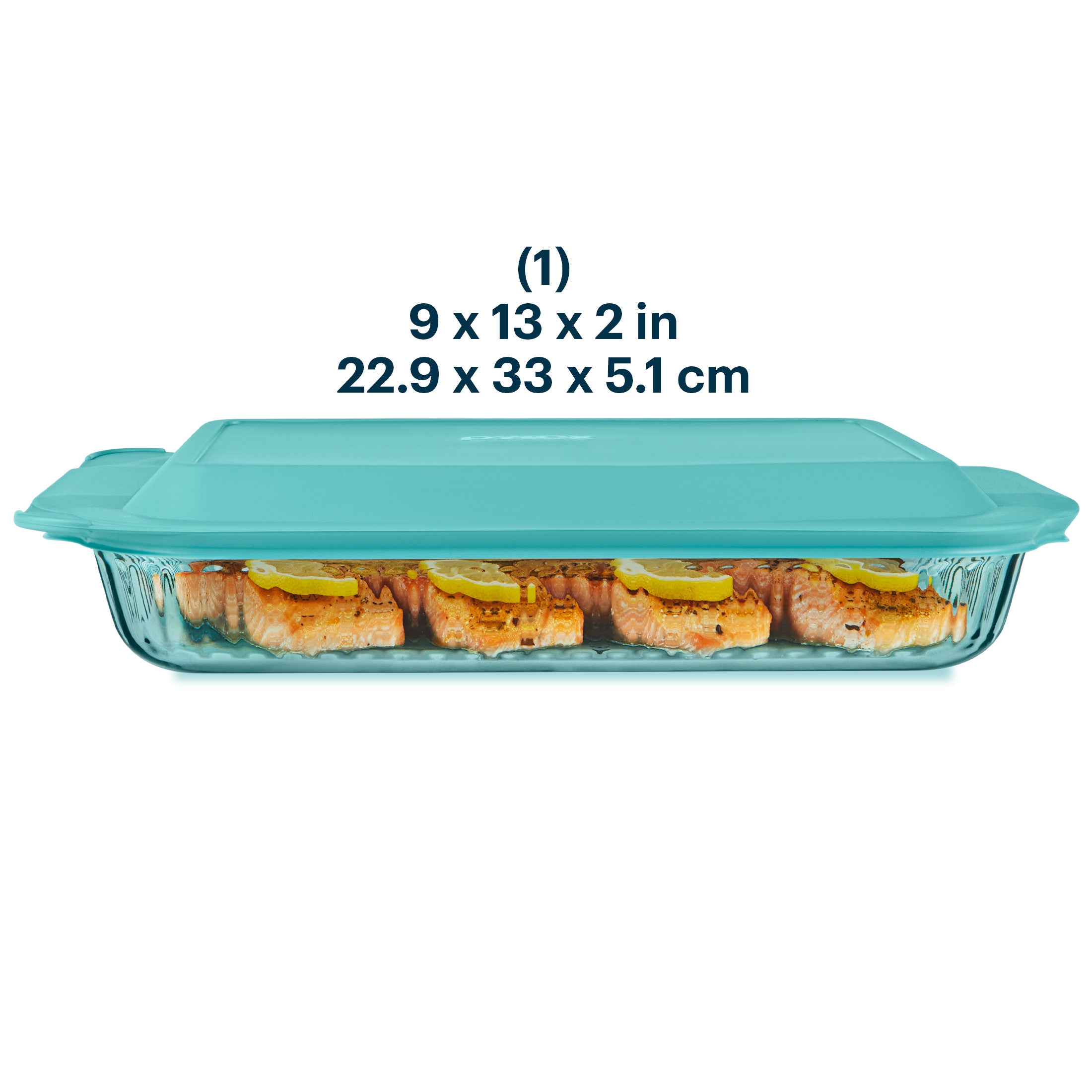 Pyrex® Sculpted Tinted Glass 3QT Oblong Baking Dish with Lid. Aqua - Image 2