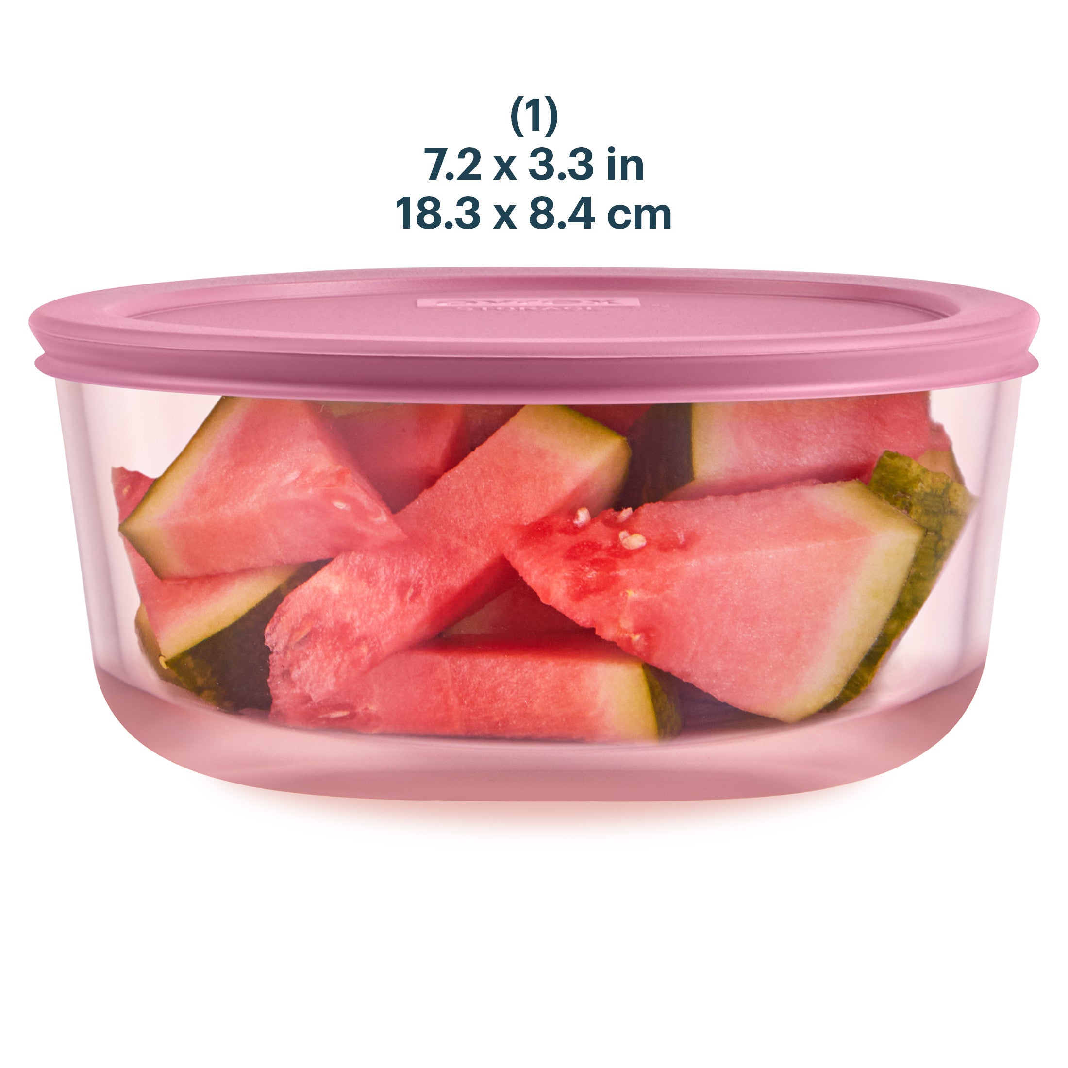 Pyrex? Simply Store? Tinted Glass 7-cup Round Storage Container with Lid. Pink - Image 2