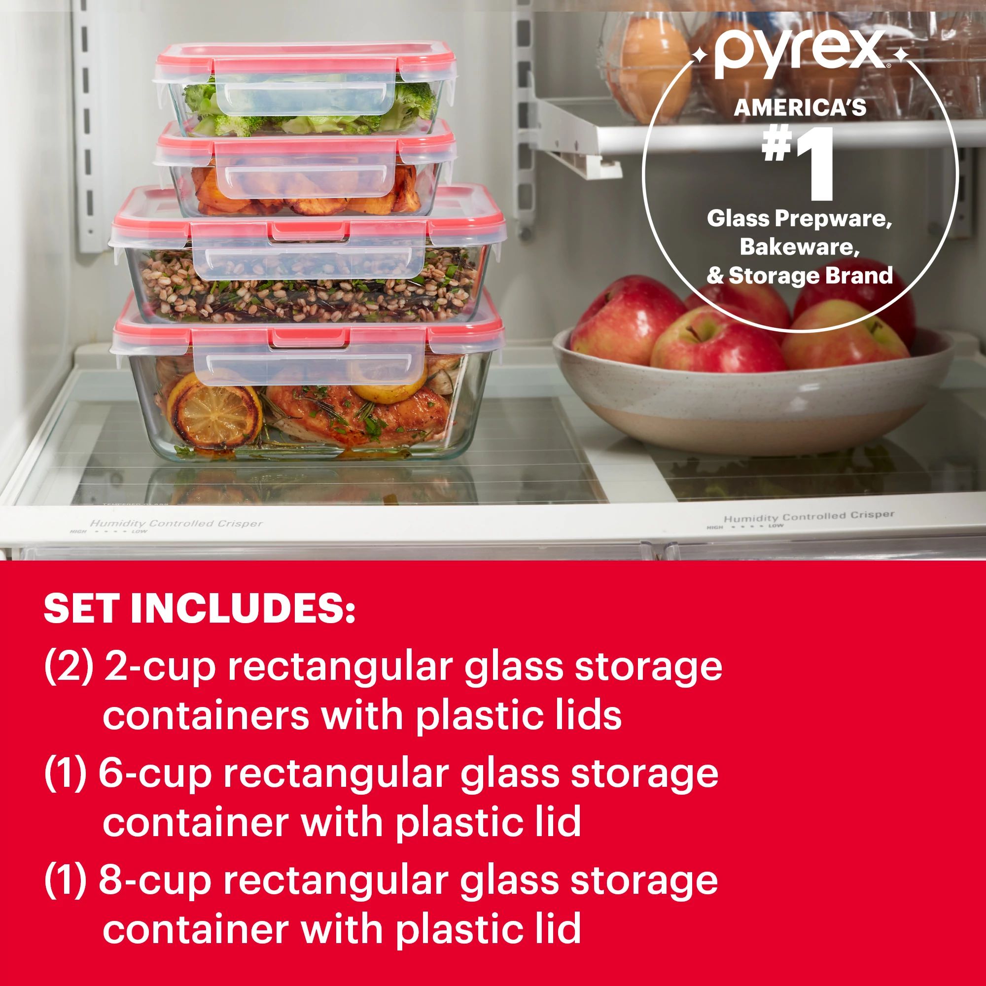 Pyrex? FreshLock? 8-piece Rectangular Glass Storage Set - Image 3