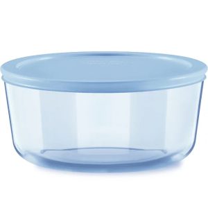 Pyrex® Simply Store® Tinted 7-cup Round Storage with Blue Plastic Lid